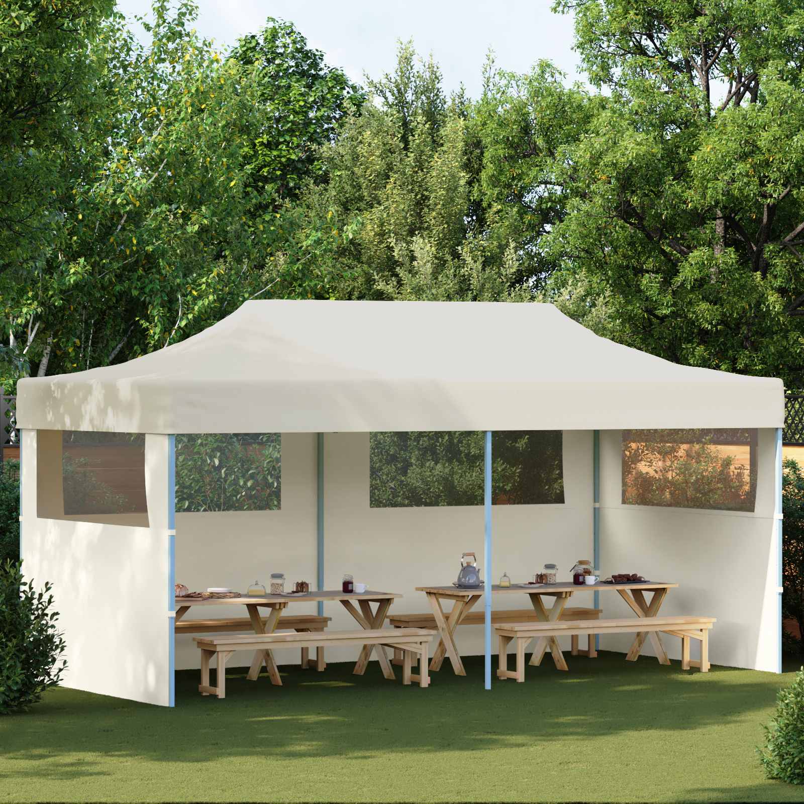 Tenda Party 291 x 580 x 315 cm Crema Tessuto Oxford