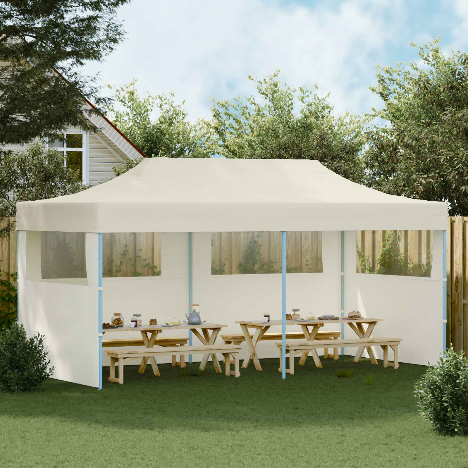 Tenda Party 291 x 580 x 315 cm Crema Tessuto Oxford