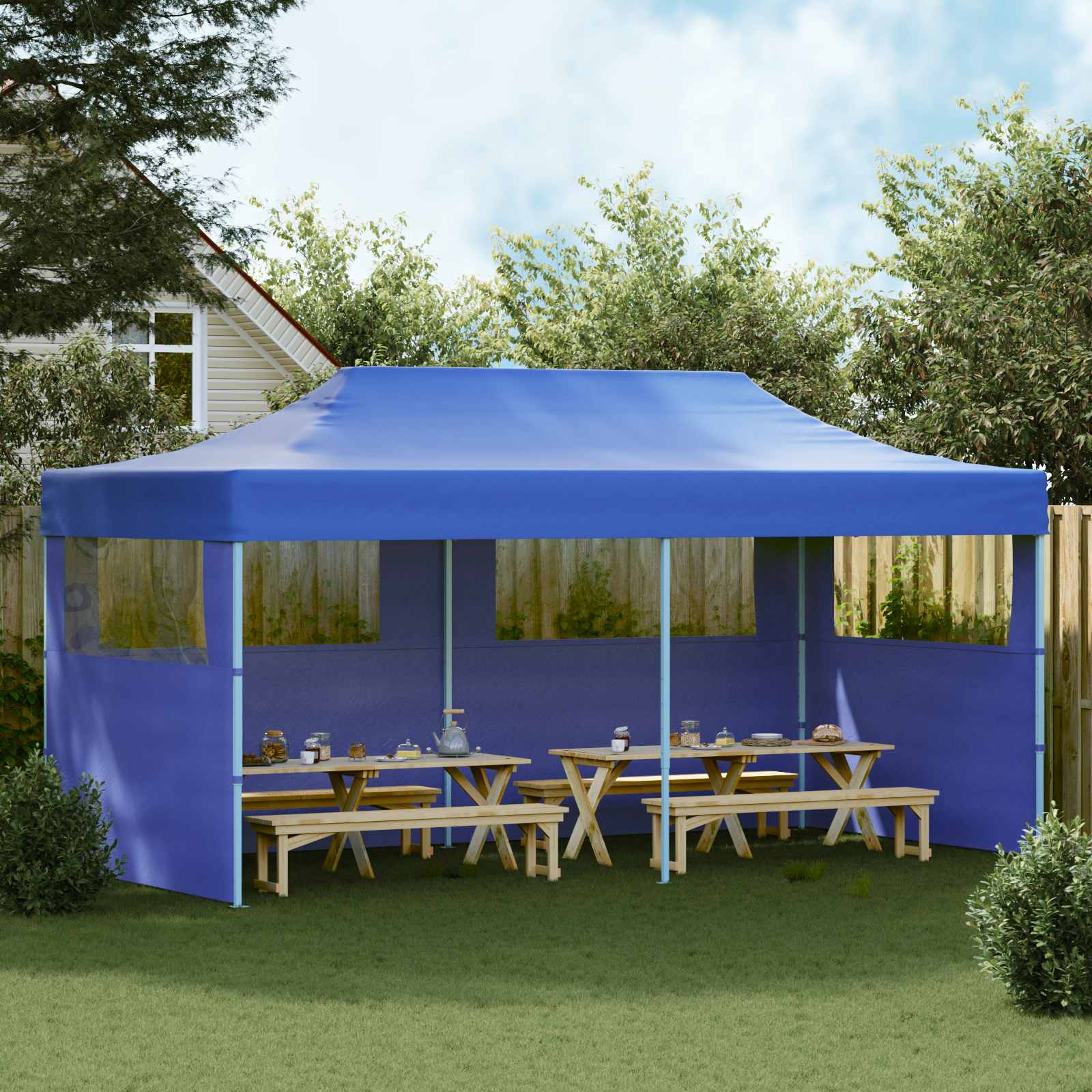 Tenda Party 291 x 580 x 315 cm Blu Tessuto Oxford