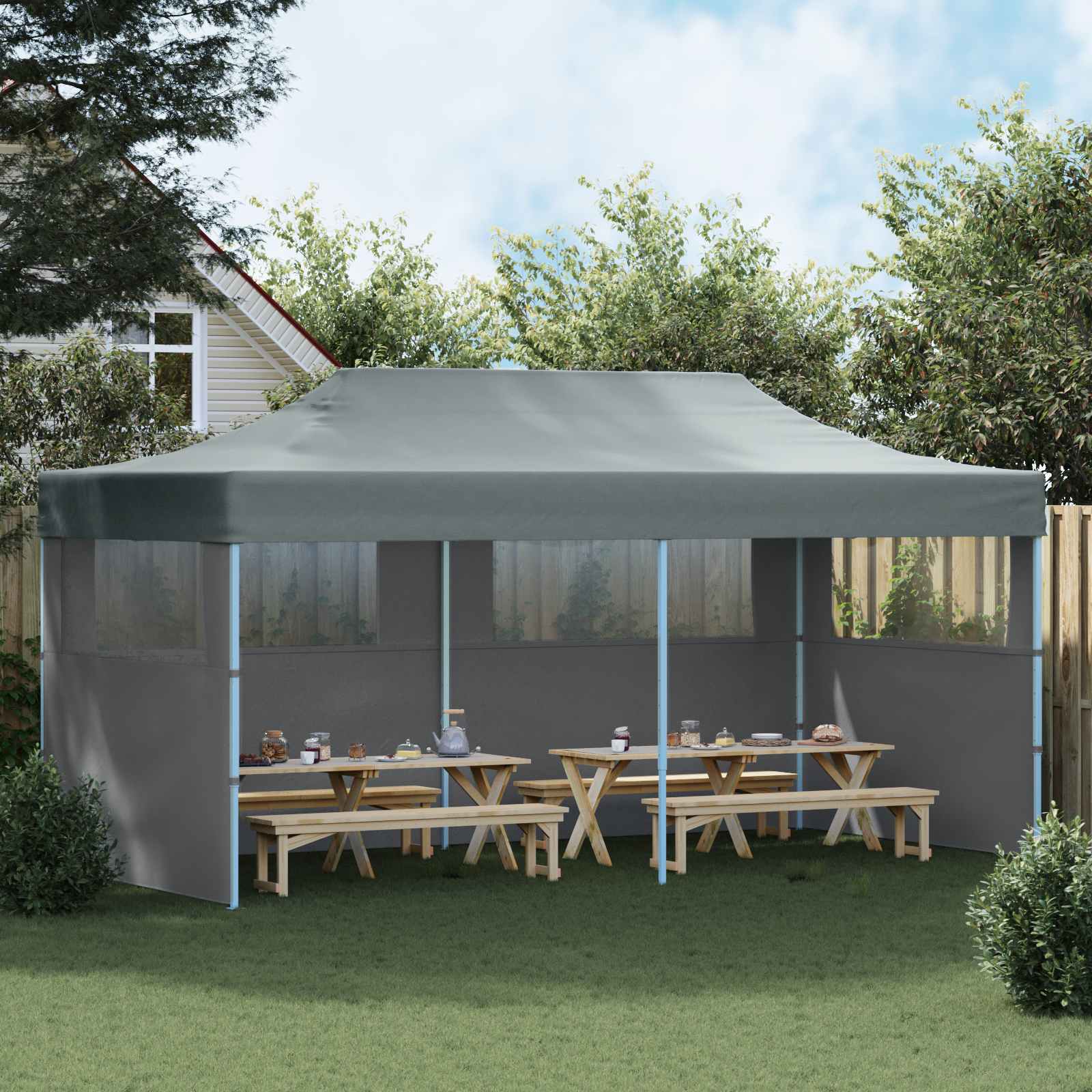 Tenda Party 291 x 580 x 315 cm Antracite Tessuto Oxford