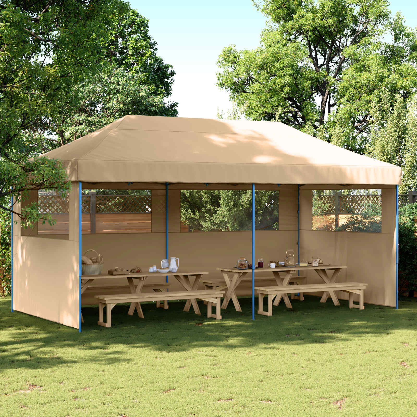 Tenda Party 292 x 580 x 315 cm Beige Tessuto Oxford