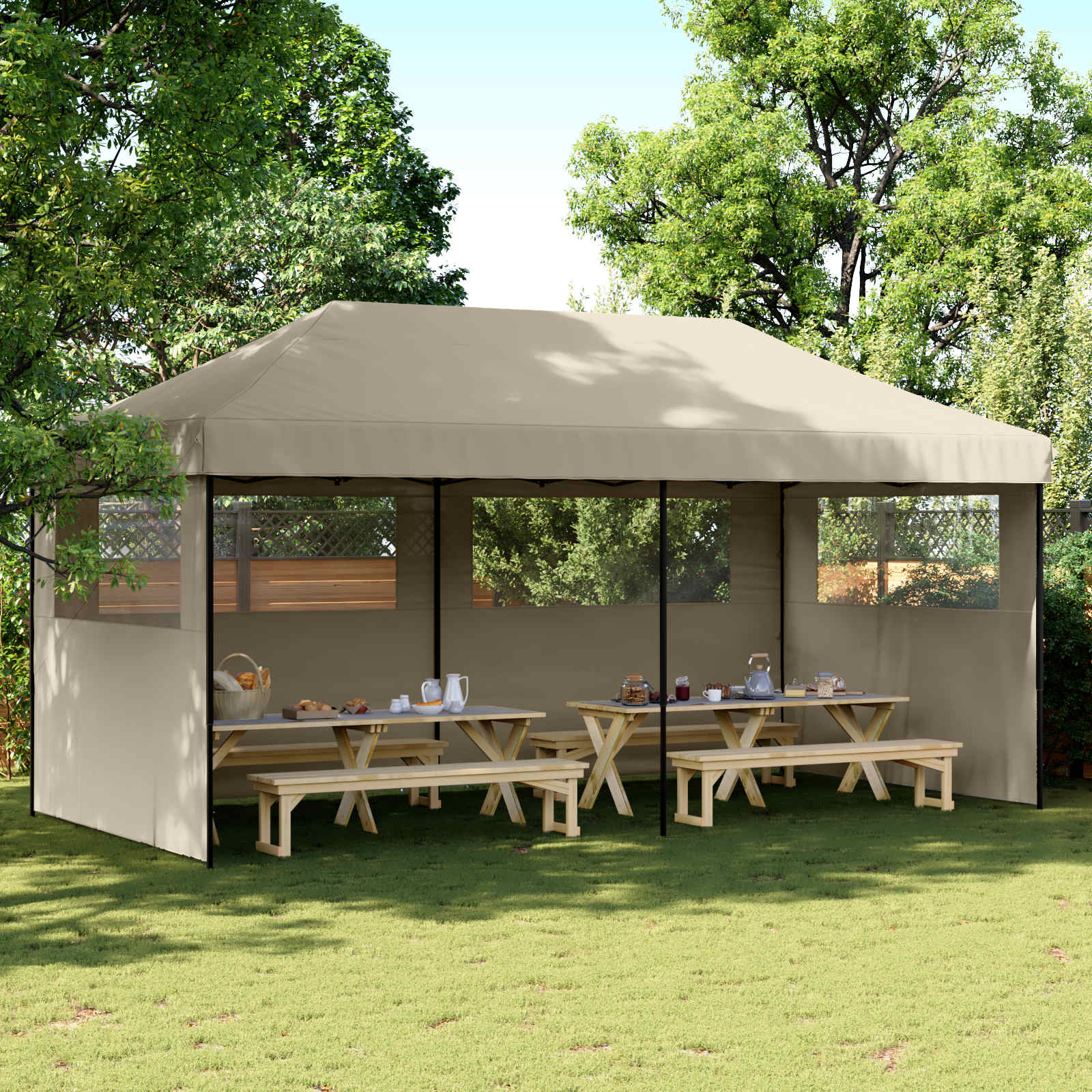 Tenda Party 292 x 580 x 315 cm Tortora Tessuto Oxford