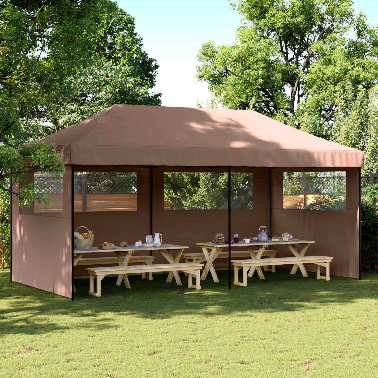 Tenda Party 292 x 580 x 315 cm Marrone Tessuto Oxford