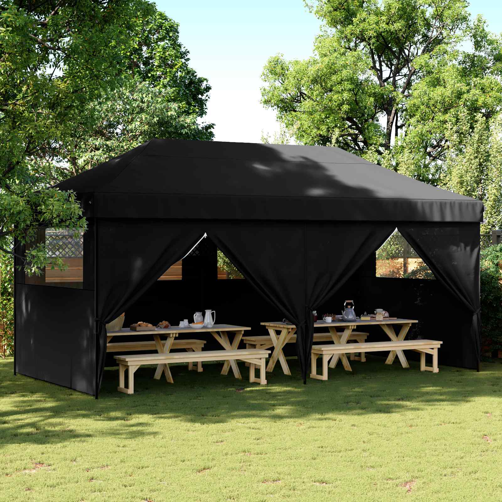 Tenda Party 292 x 580 x 315 cm Nero Tessuto Oxford