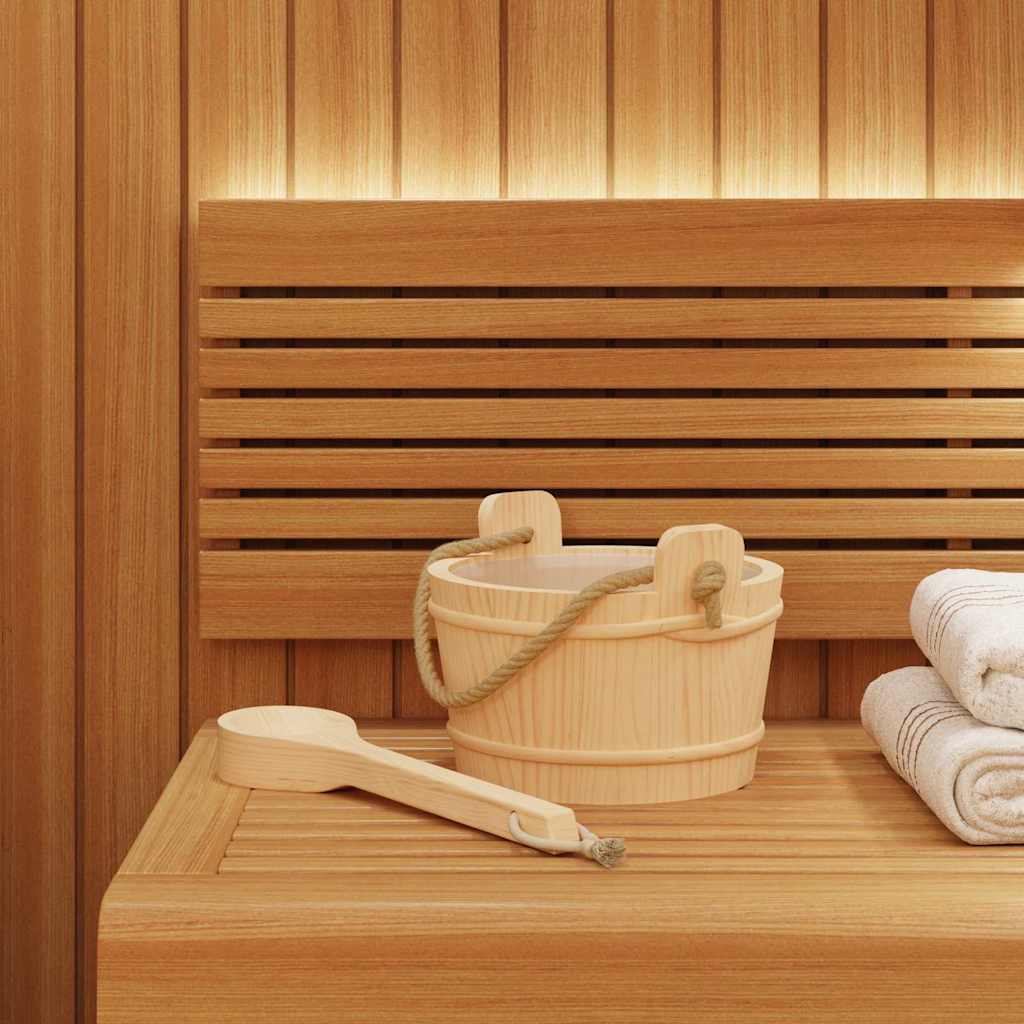 Secchio per Sauna 2 pz Marrone Legno Massiccio di Pino e Canapa
