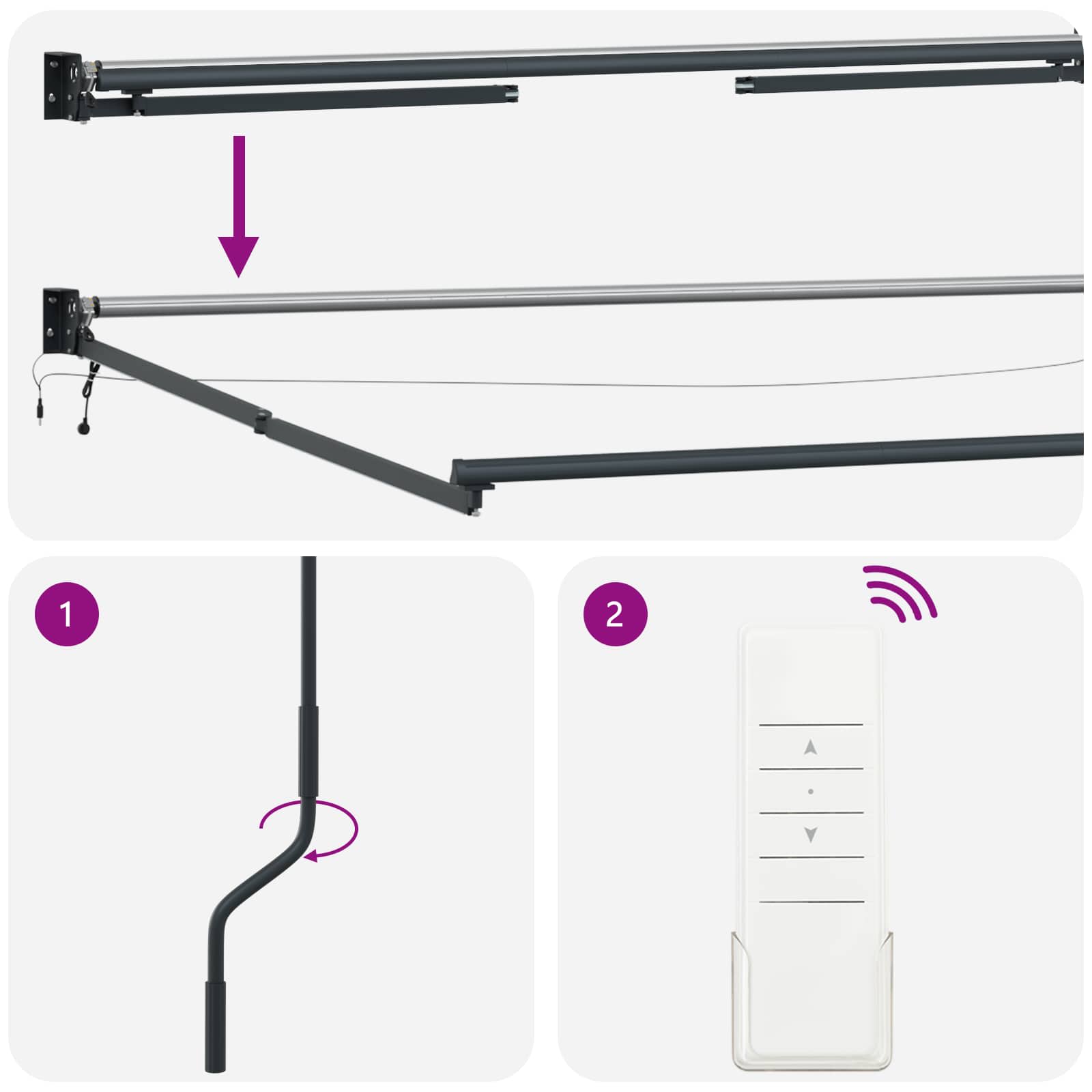 Struttura della tenda elettrica retrattile Antracite 4 x 2 m