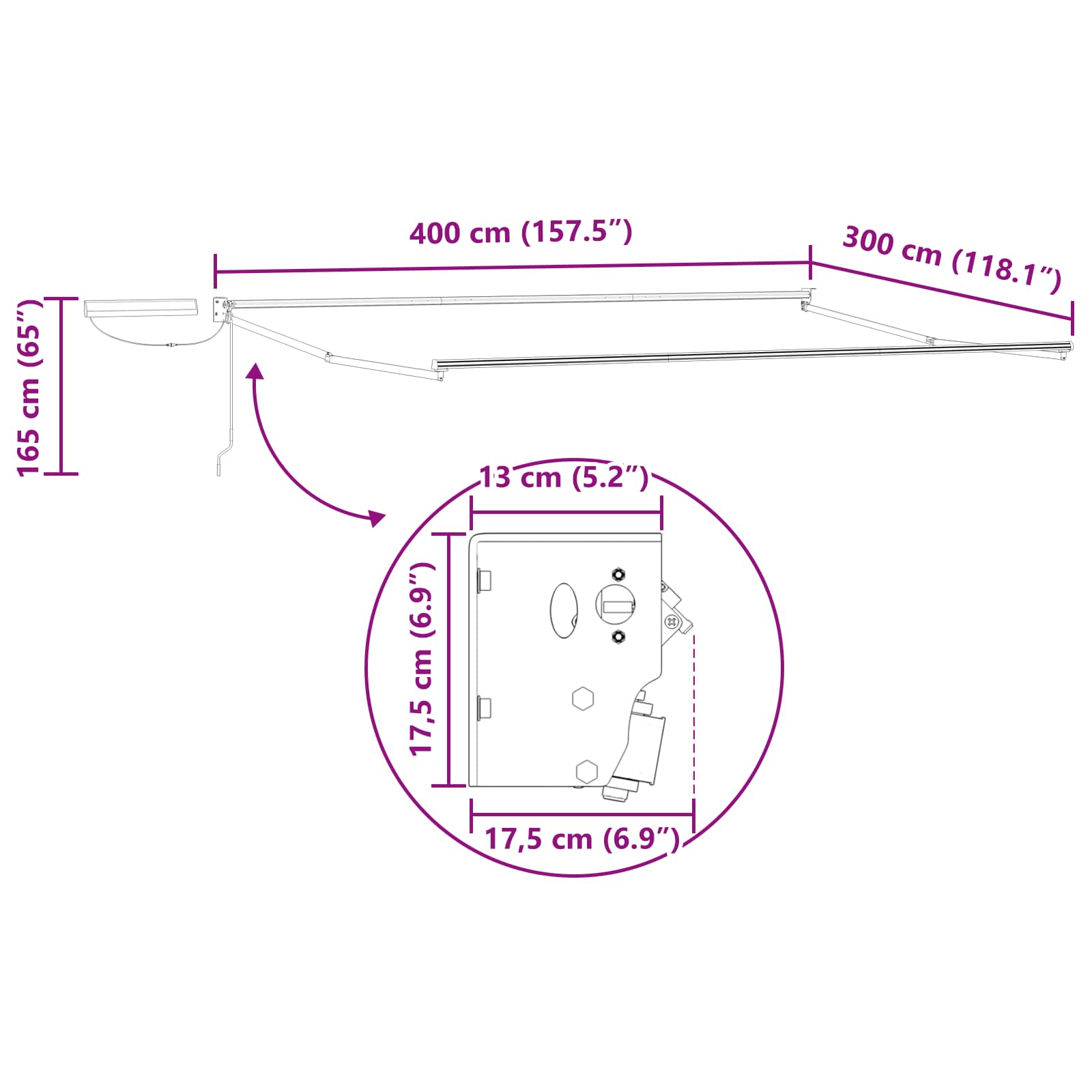 Struttura della tenda elettrica retrattile Bianco 4 × 3 m