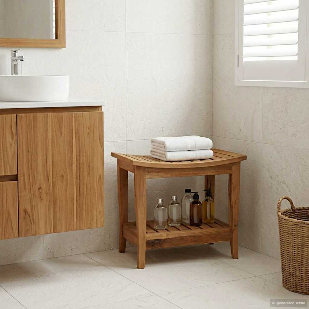 Tavolo Laterale da Bagno Naturale 50 x 35 x 45 cm
