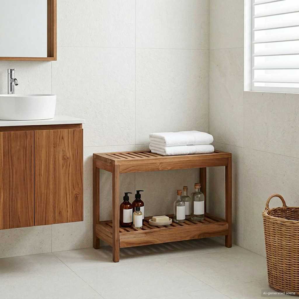 Tavolo Laterale da Bagno Naturale 60 x 30 x 45 cm