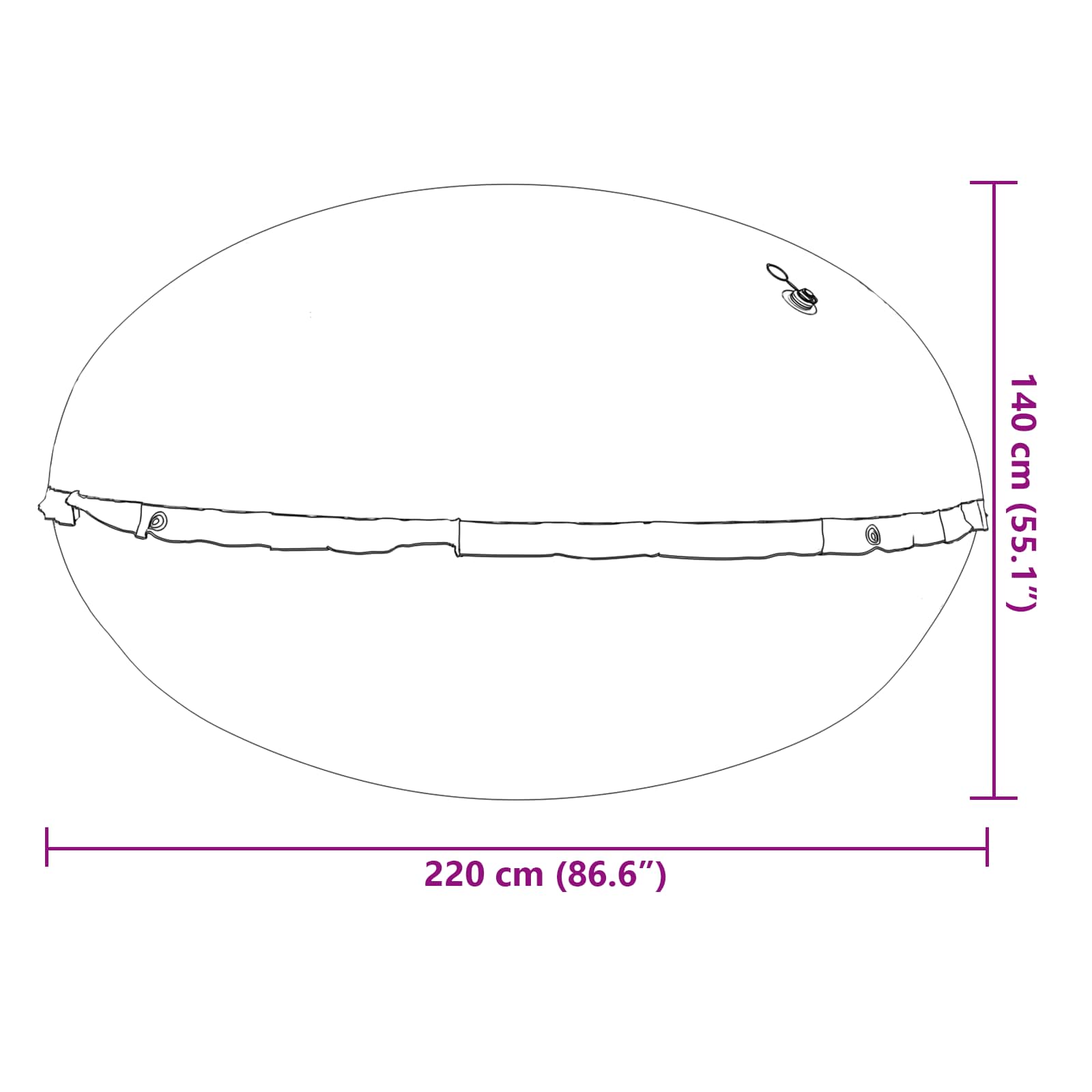 Cuscino invernale per piscina Blu Ø 220 x 140 cm PVC