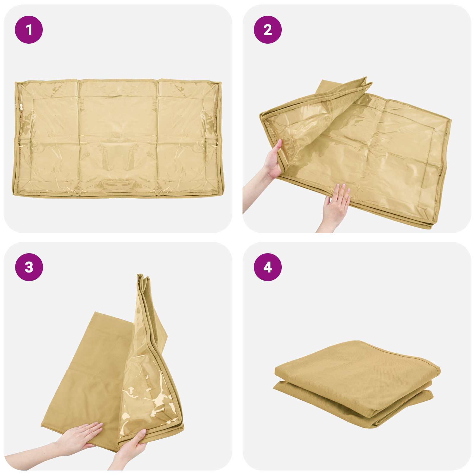 Scatola di stoccaggio con finestra trasparente in alto Crema