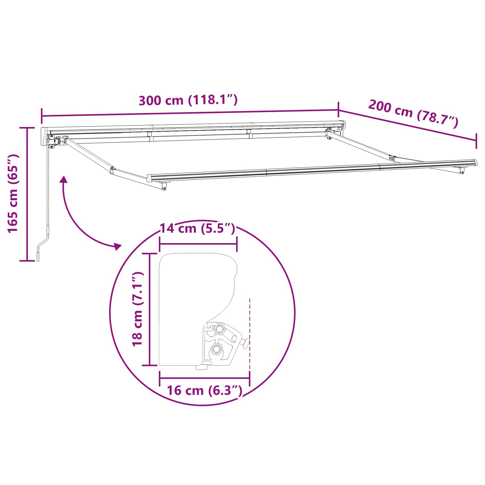 Telaio di tenda manuale Regolabile Antracite 3 x 2 m Acciaio