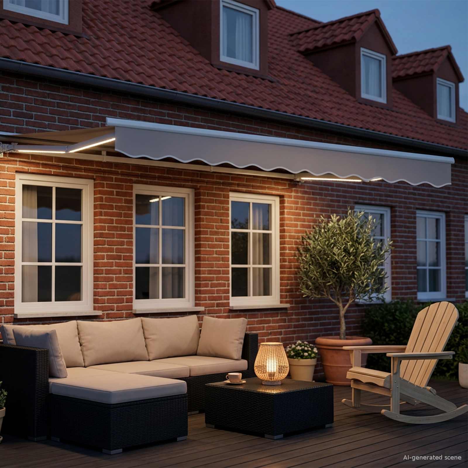 Cornice per Tenda Manuale con LED Bianco 3 x 2,5 m Alluminio