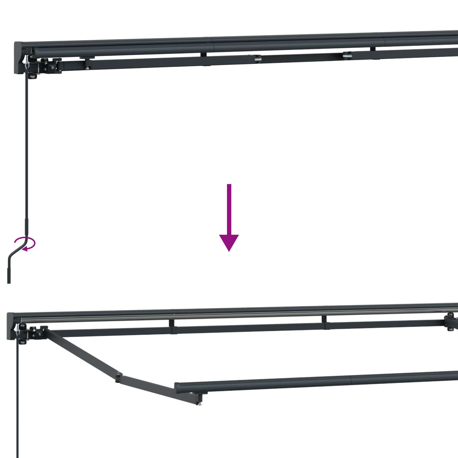 Cornice per Tenda Manuale con LED Antracite 4 x 2 m Alluminio