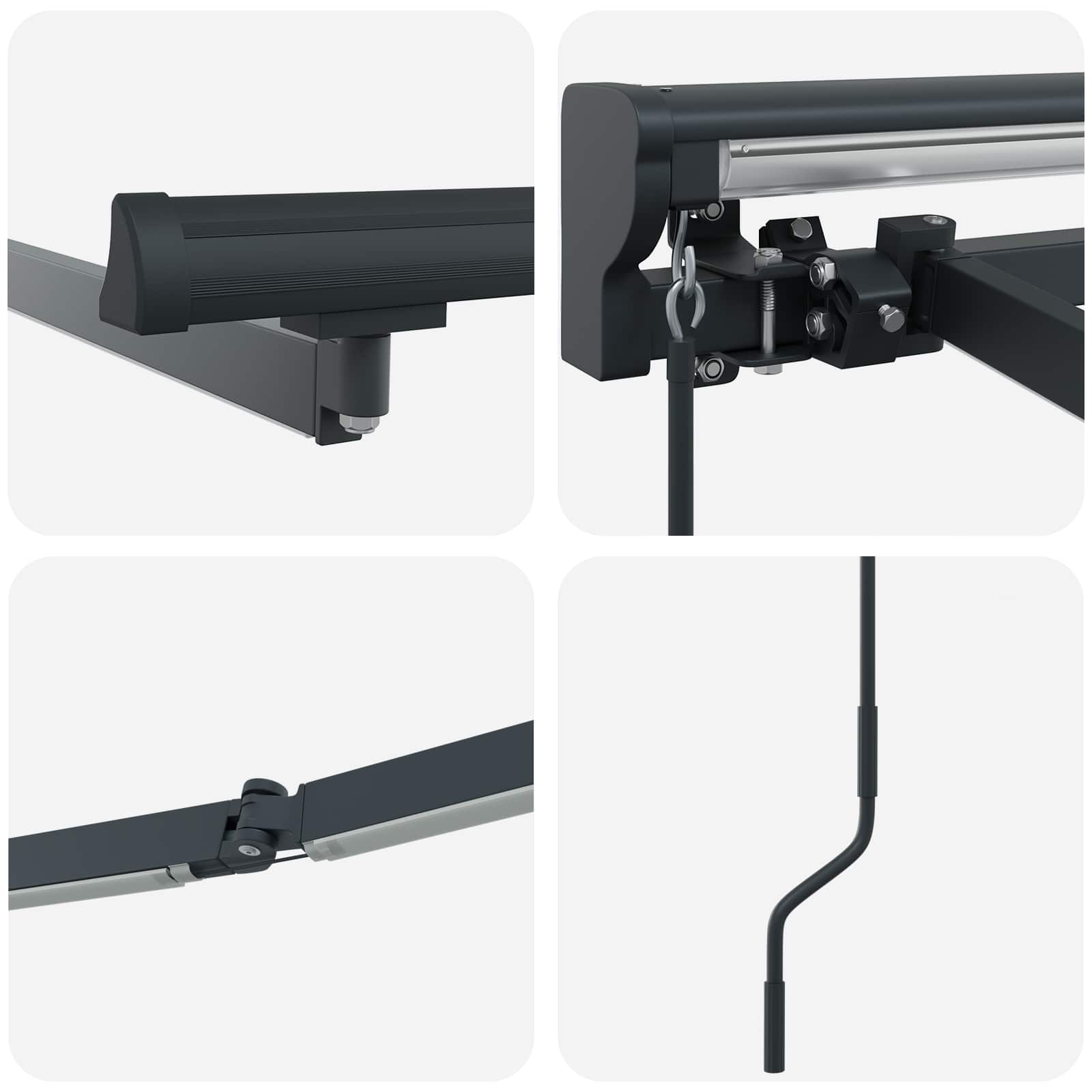 Cornice per Tenda Manuale con LED Antracite 4 x 2 m Alluminio