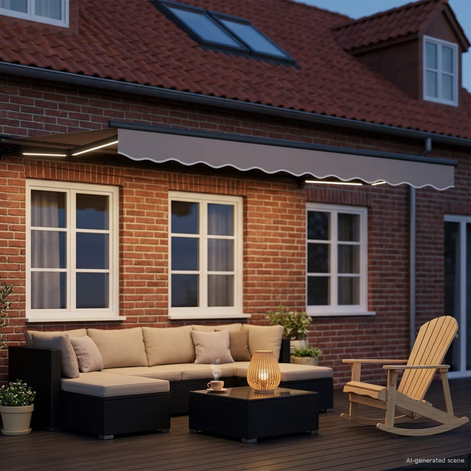 Cornice per Tenda Manuale con LED Antracite 3 x 2,5 m Alluminio