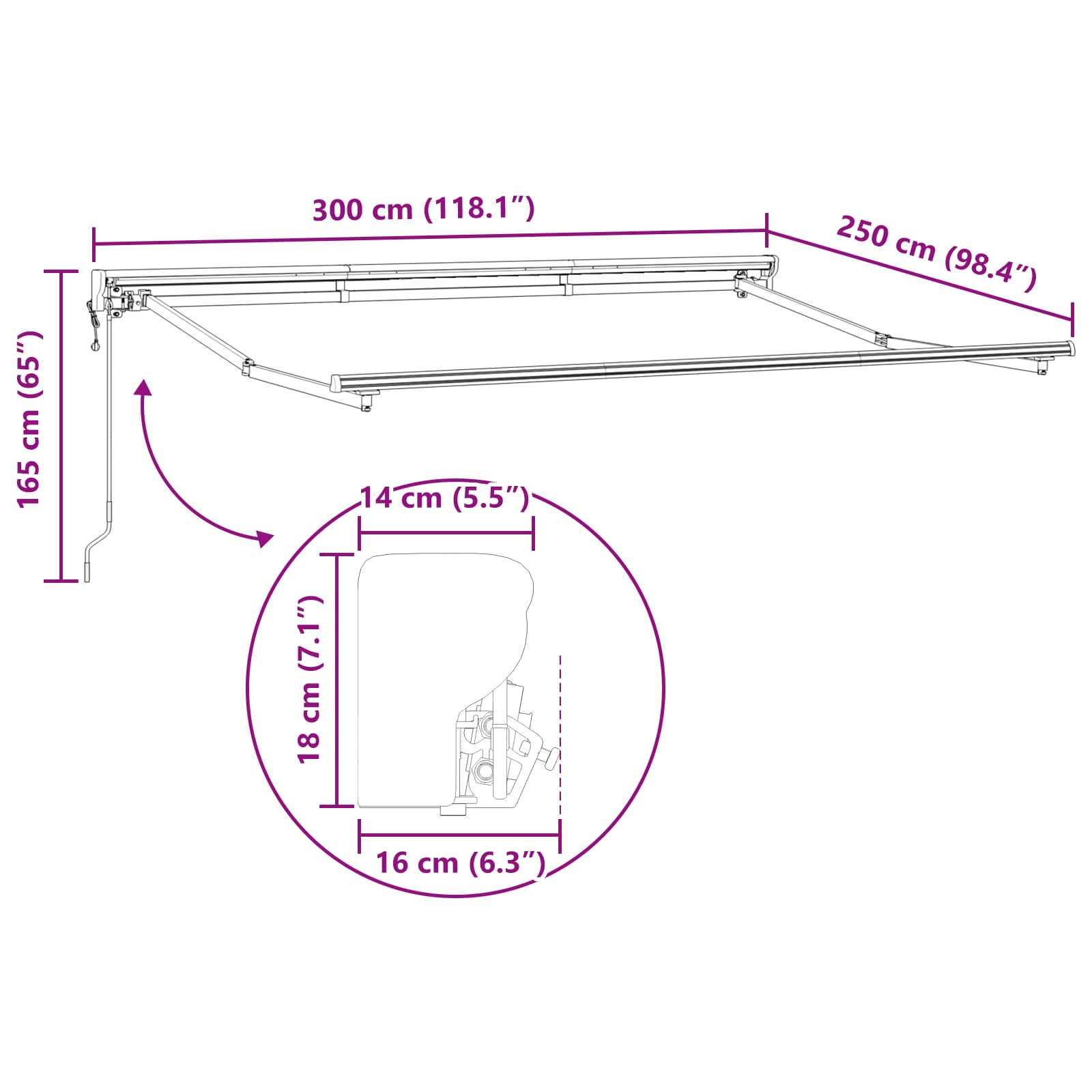 Struttura della tenda elettrica retrattile Bianco 3 x 2,5 m