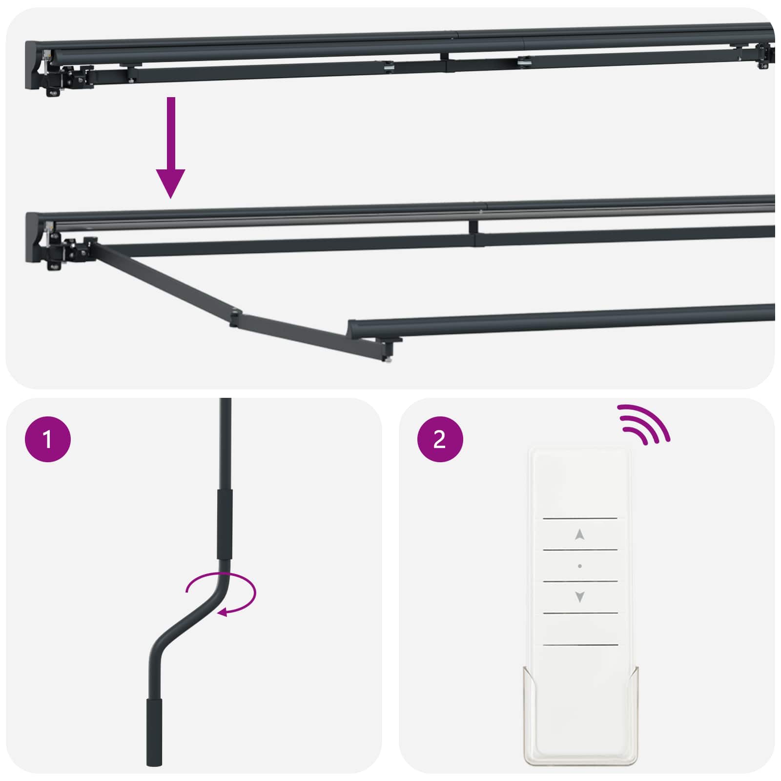 Struttura della tenda elettrica retrattile Antracite 3 x 2 m