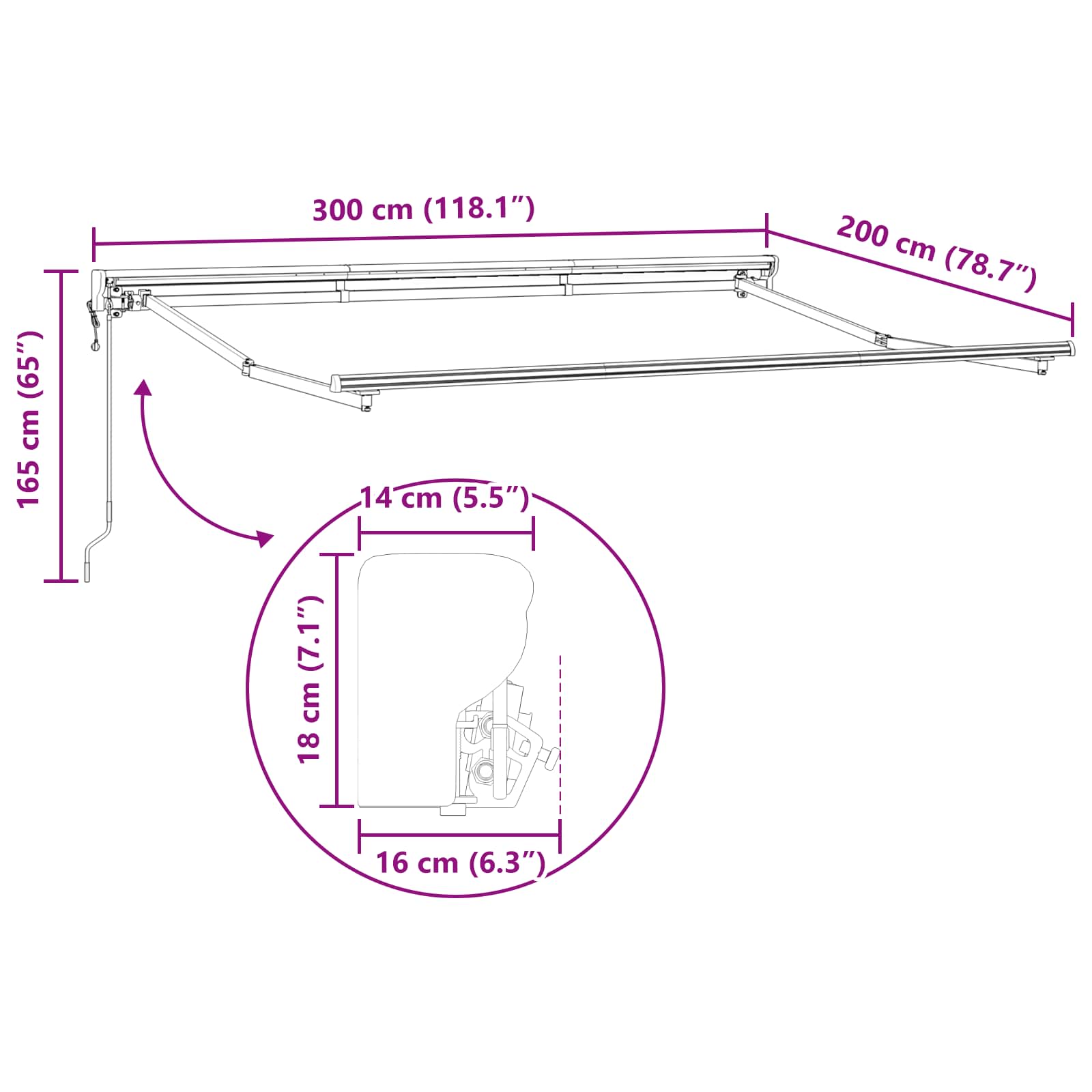 Struttura della tenda elettrica retrattile Antracite 3 x 2 m