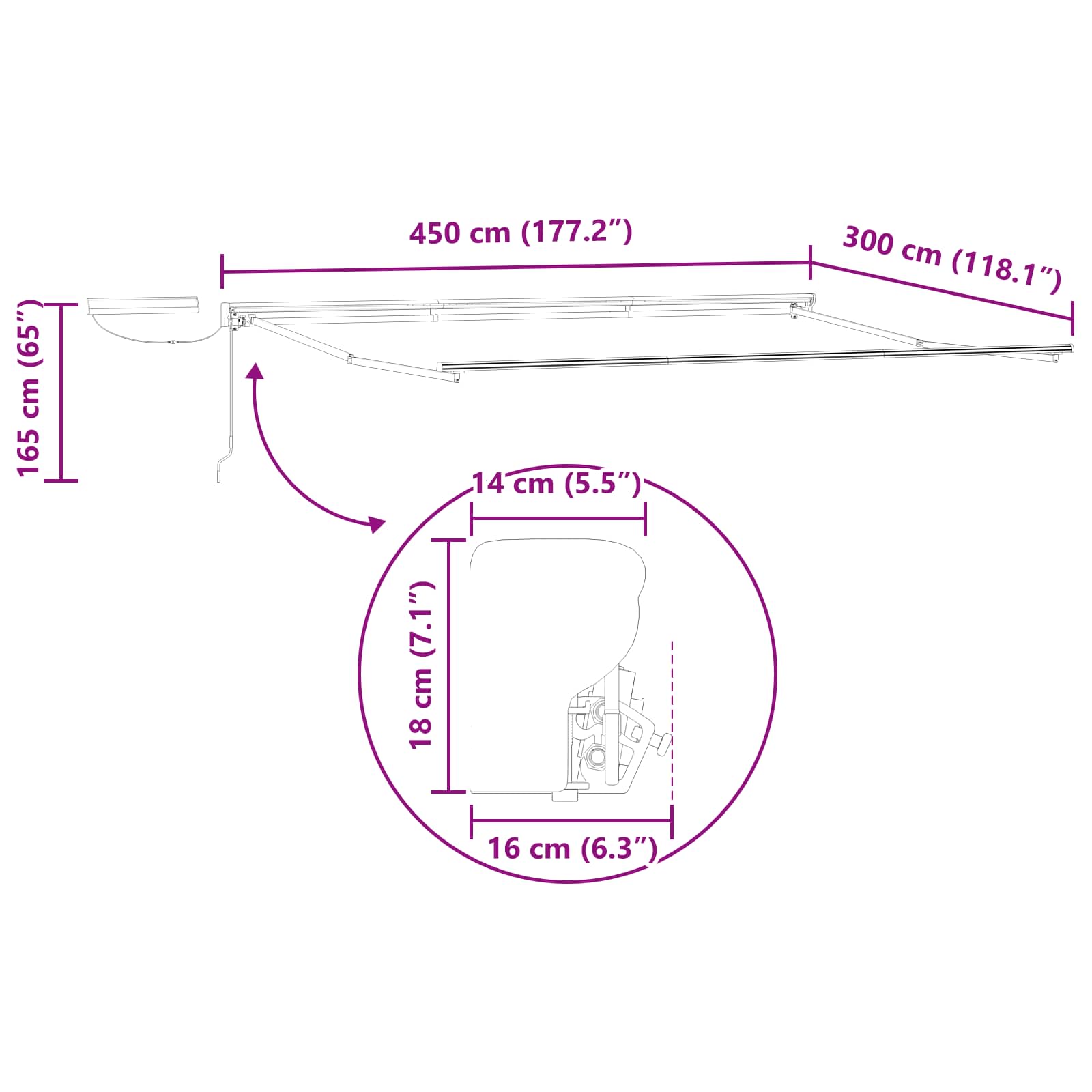 Struttura della tenda elettrica retrattile Bianco 4,5 × 3 m