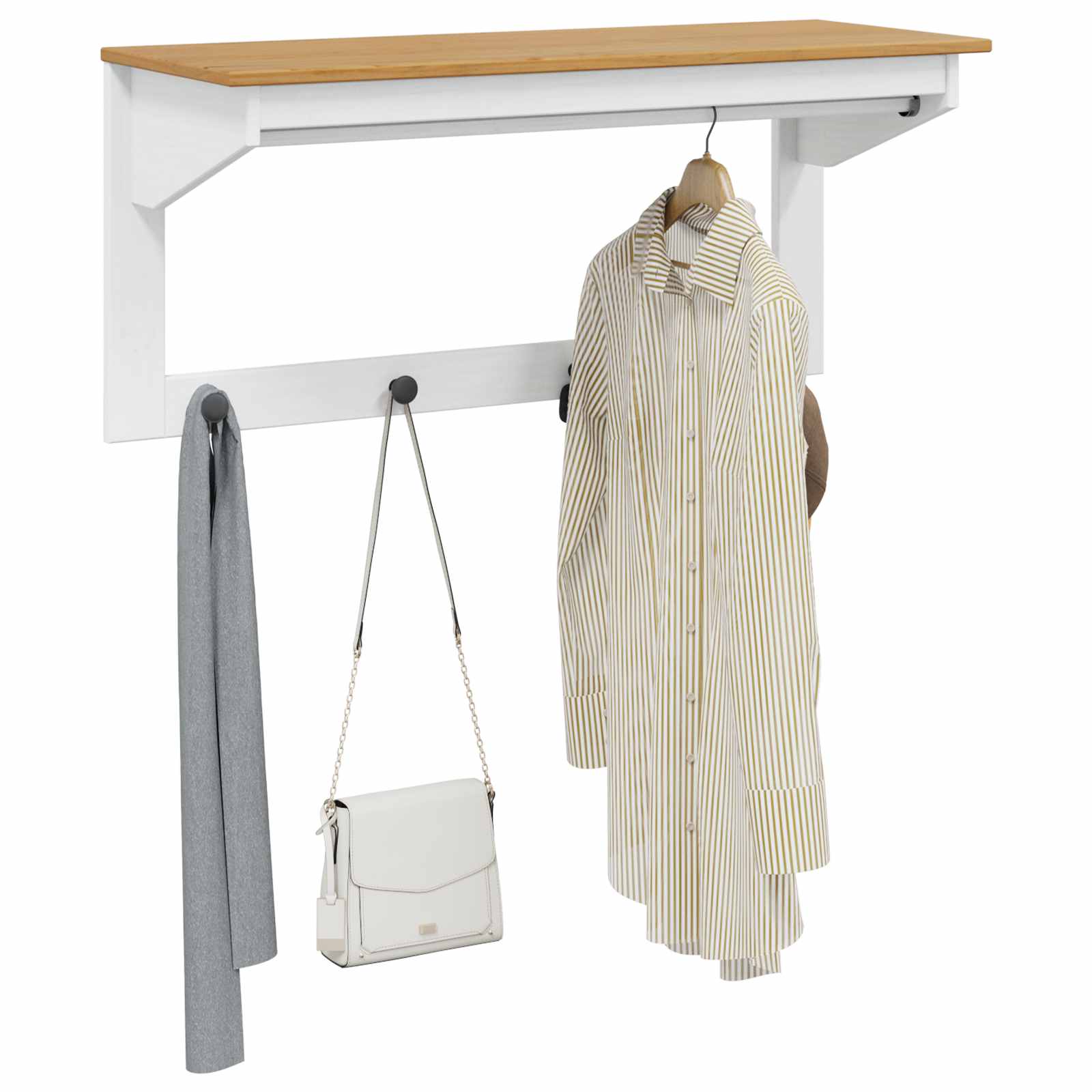 Appendiabiti HILL Bianco e marrone miele 90 x 35 x 41,5 cm