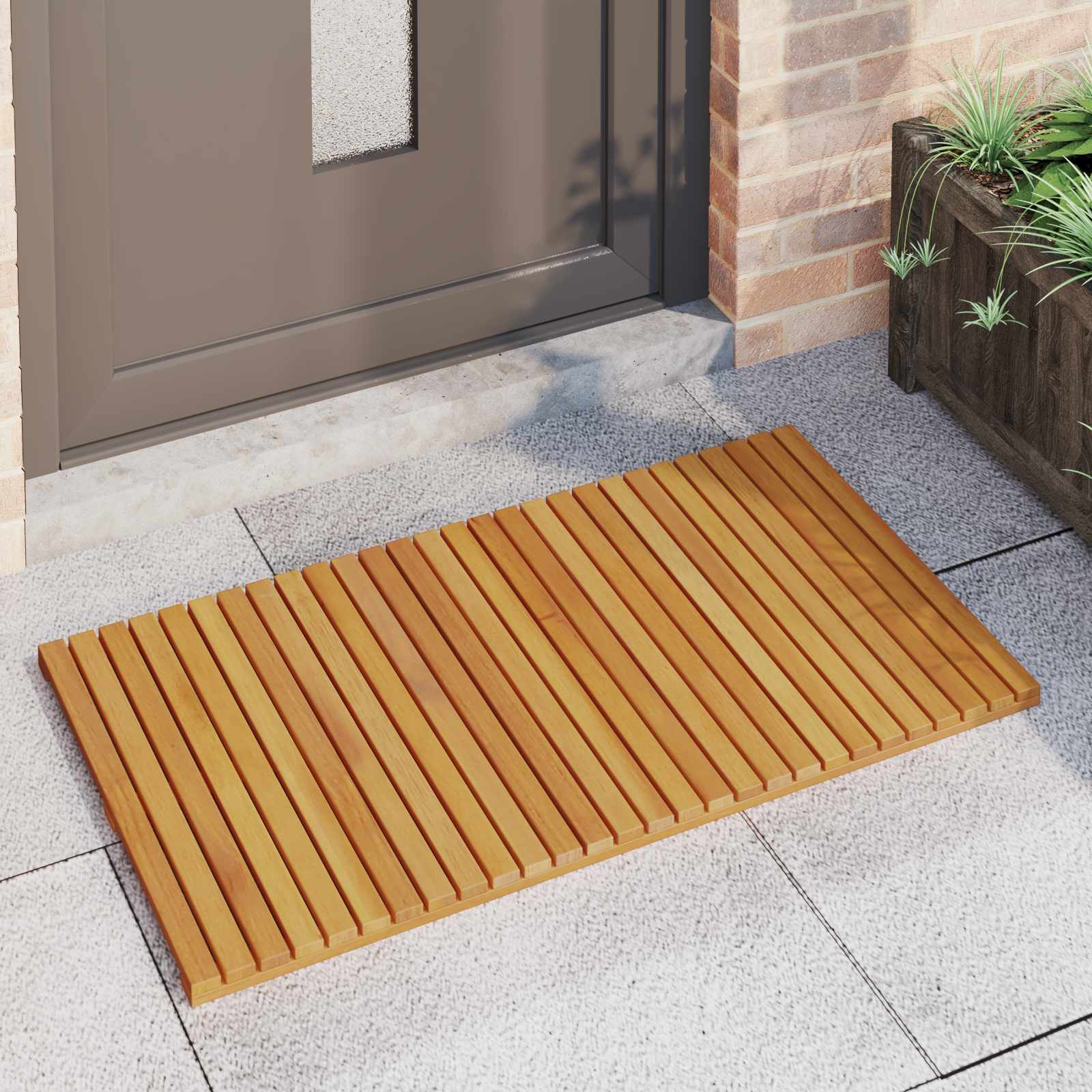 Tappeto da bagno Naturale 100 x 55 cm Legno di Acacia Massello