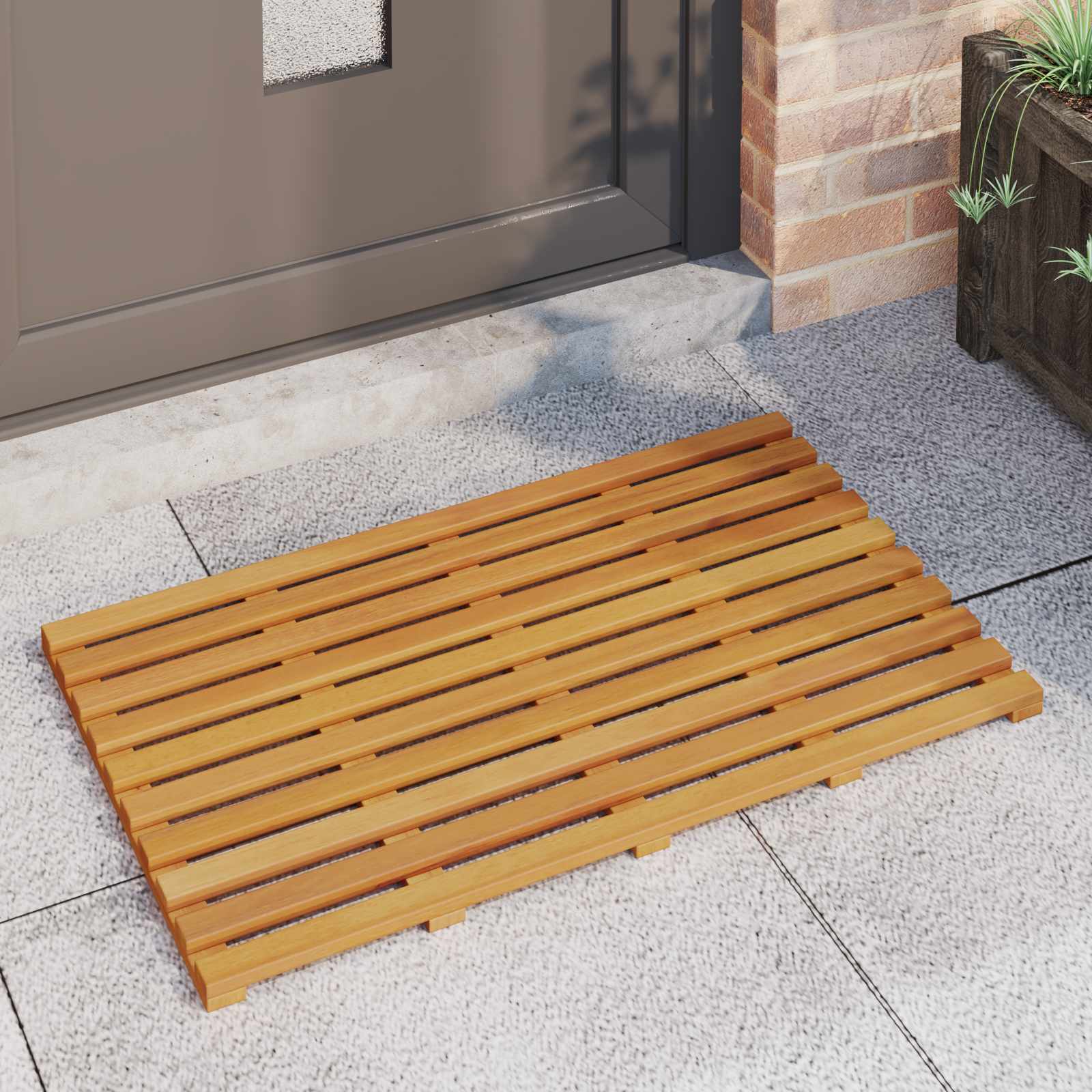 Tappeto da bagno Naturale 80 x 48 cm Legno di Acacia Massello