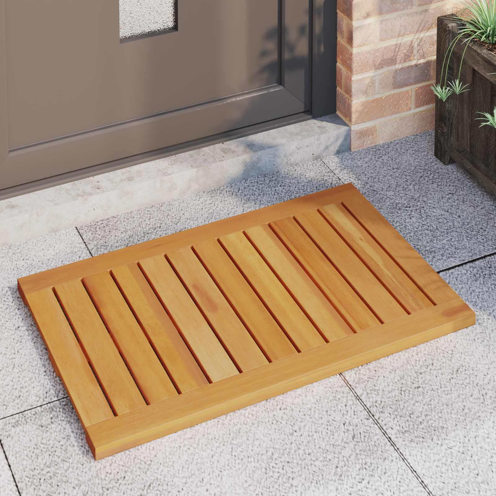 Tappeto da bagno Naturale 80 x 50 cm Legno di Acacia Massello