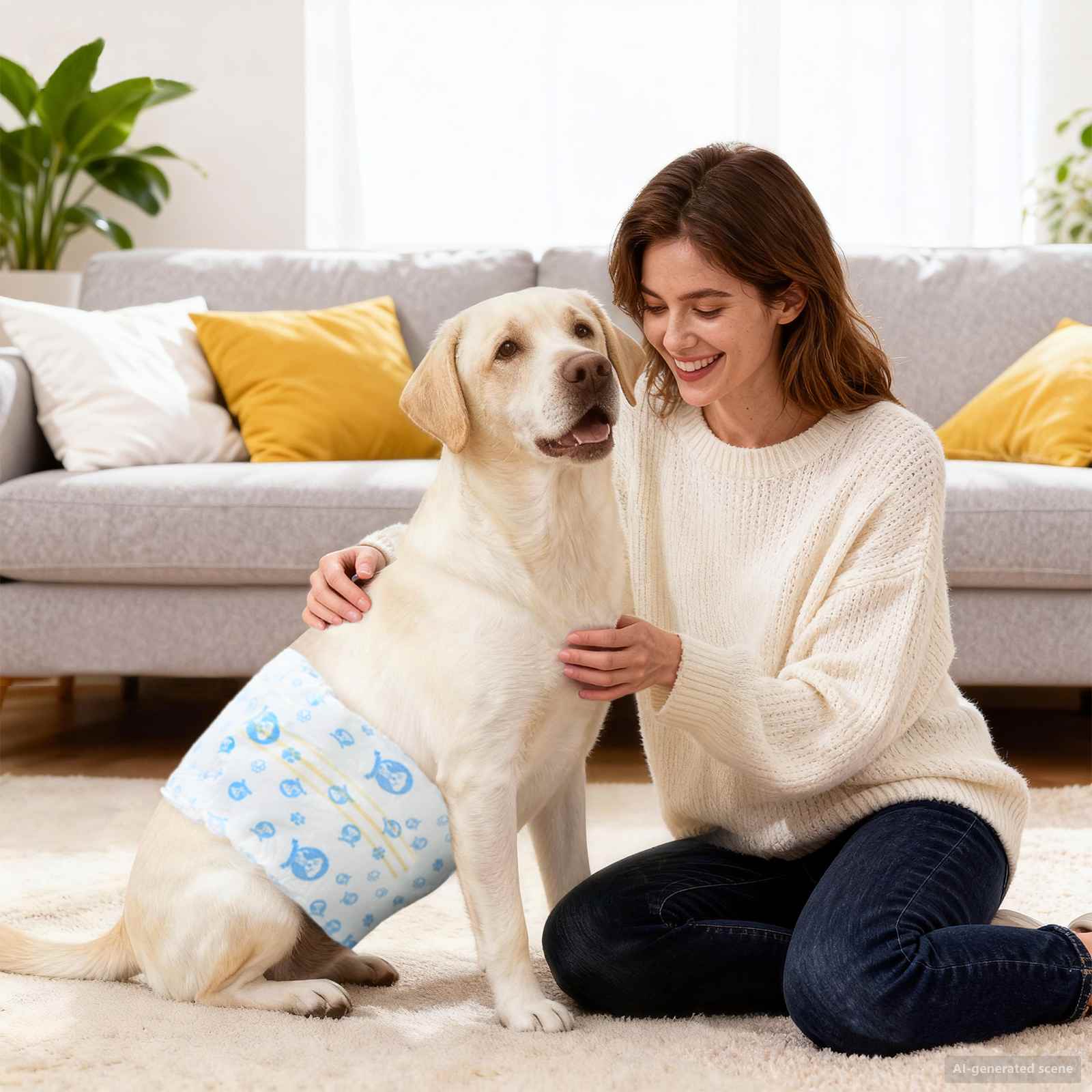 Pannolino usa e getta per cani maschi 30 pz Bianco L