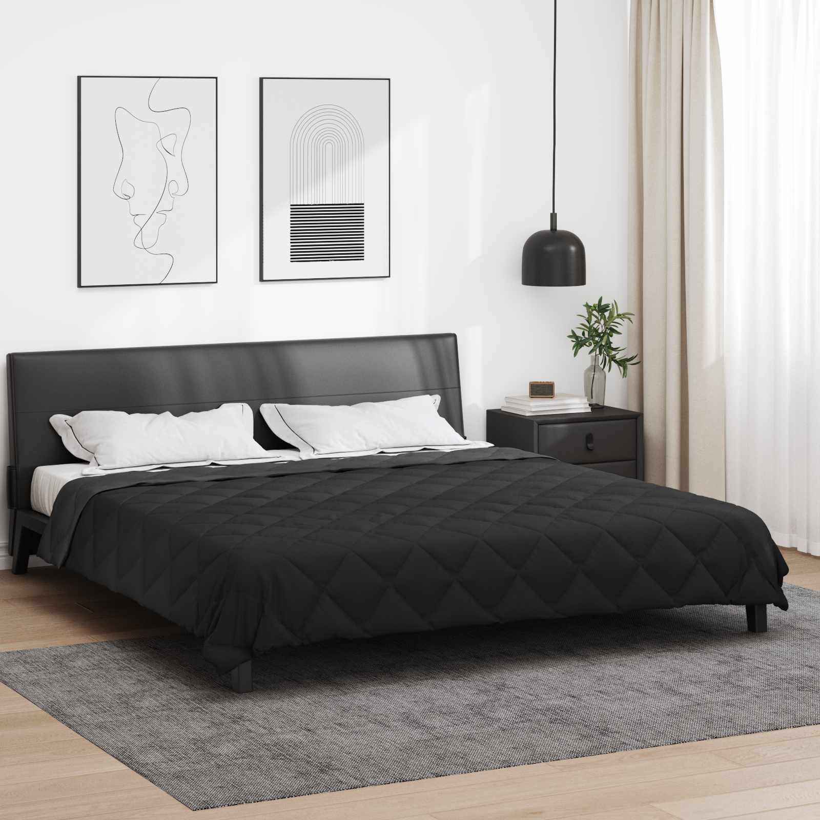 Piumone Estivo 220 x 260 cm Estate 200 gsm Nero e antracite