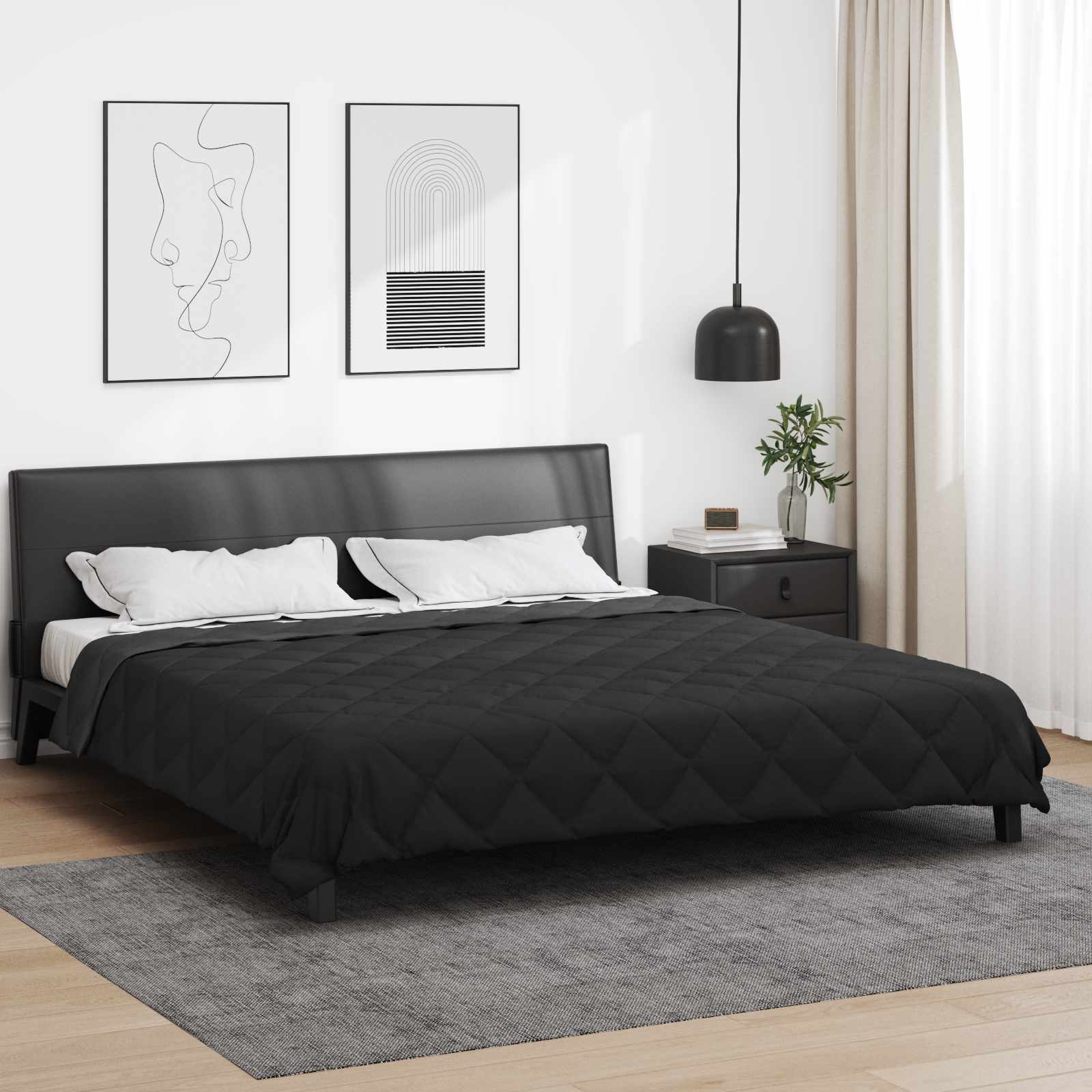 Piumone Completo Annuale 200 x 220 cm 300 gsm Nero e antracite