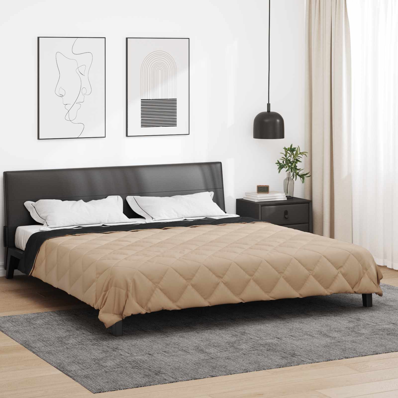 Piumone Completo Annuale Nero e Talpa 200 x 220 cm Microfibra