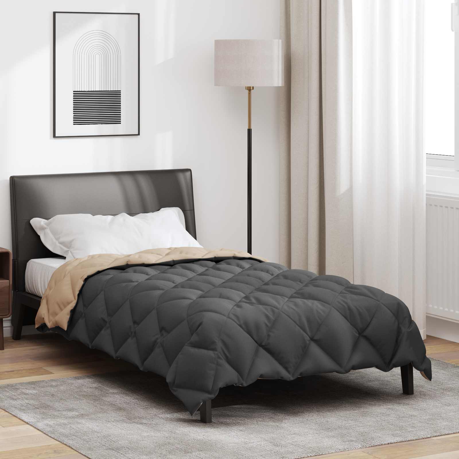 Piumone Invernale 140 x 200 cm 450 gsm Antracite e Tortora