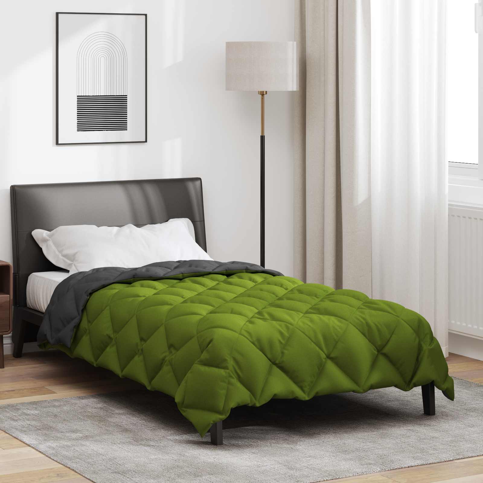 Piumone Invernale 155 x 220 cm 450 gsm Verde e Antracite