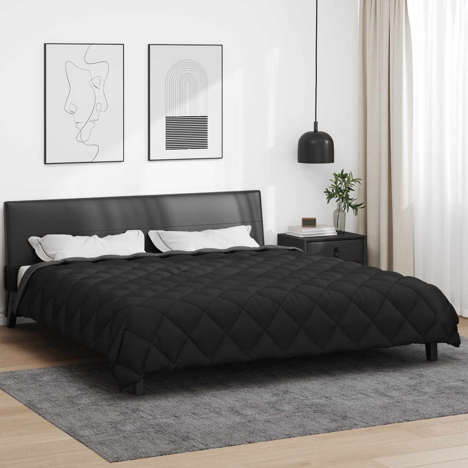 Piumone Invernale 200 x 200 cm 450 gsm Nero e antracite