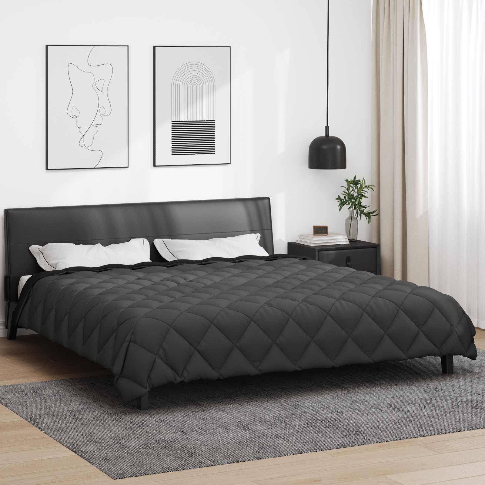 Piumone Invernale 200 x 240 cm 450 gsm Nero e antracite