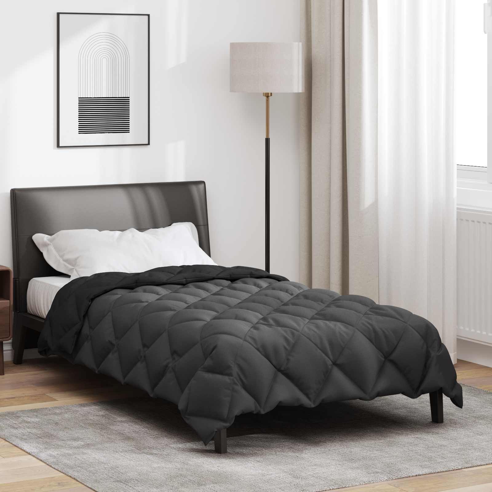 Piumone Invernale 135 x 220 cm 450 gsm Nero e antracite