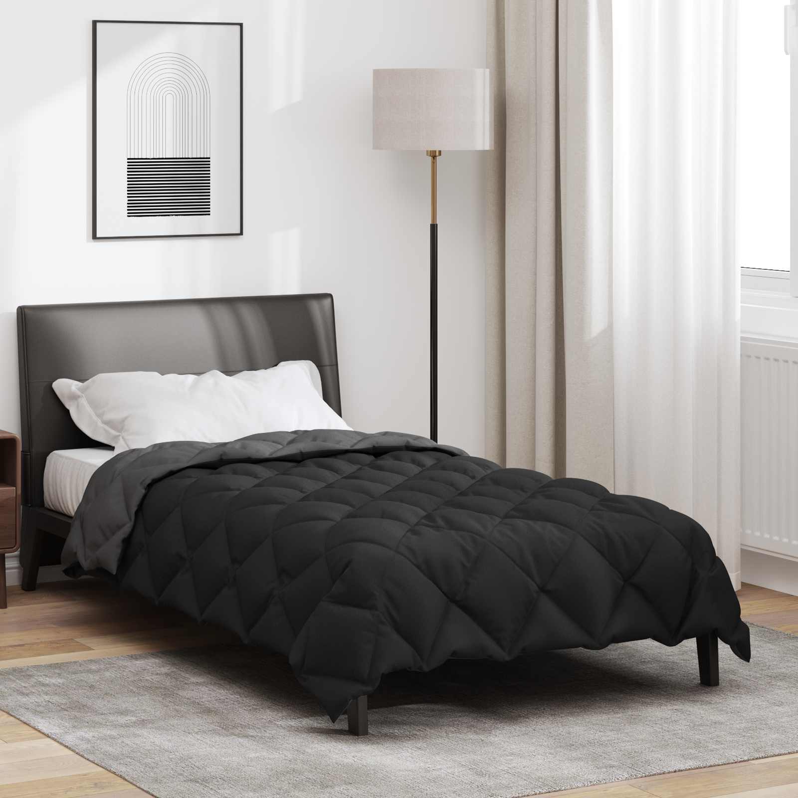 Piumone Invernale 135 x 220 cm 450 gsm Nero e antracite