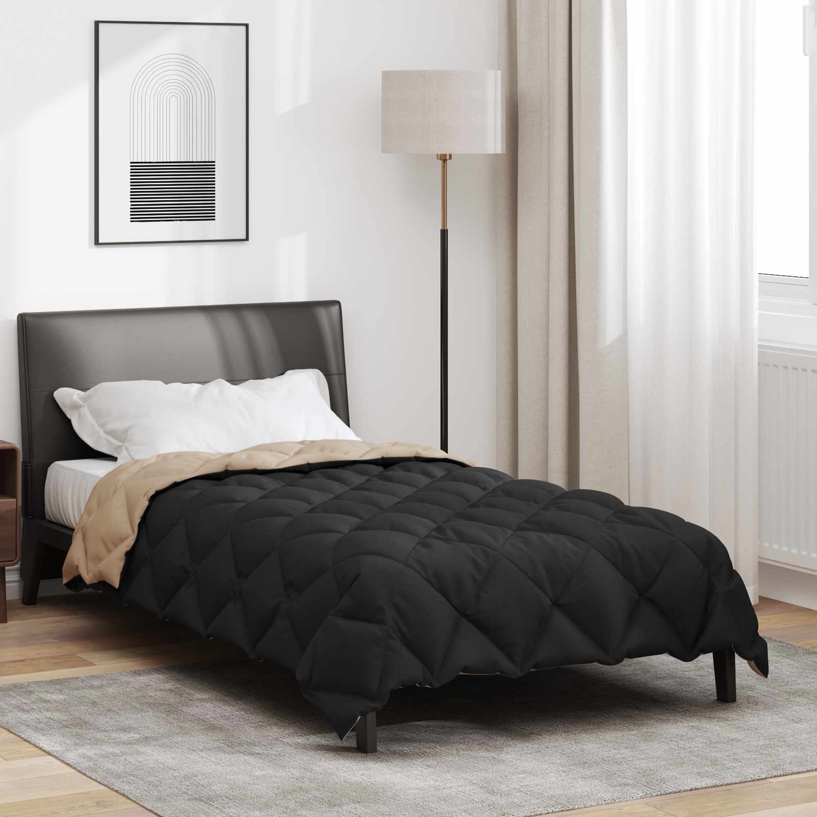 Piumone Invernale 135 x 200 cm 450 gsm Nero e Talpa