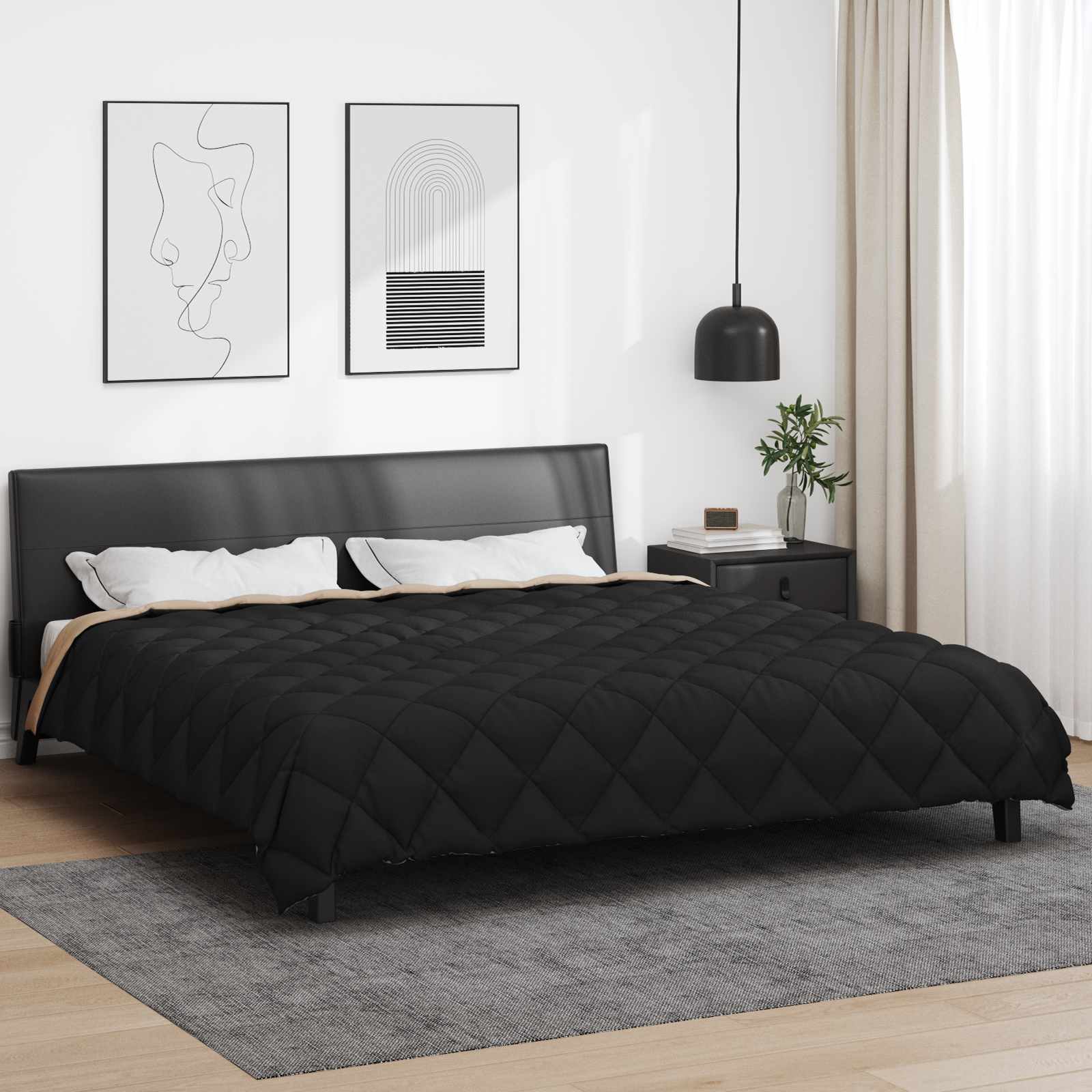 Piumone Invernale 200 x 200 cm 450 gsm Nero e Talpa