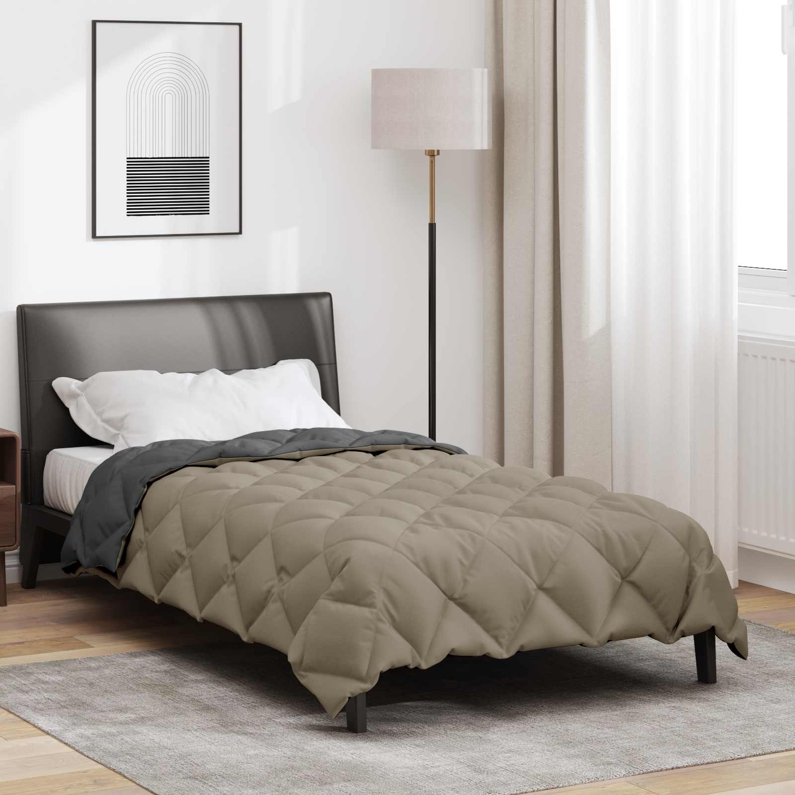 Piumone Invernale 155 x 220 cm 450 gsm Grigio chiaro e Antracite