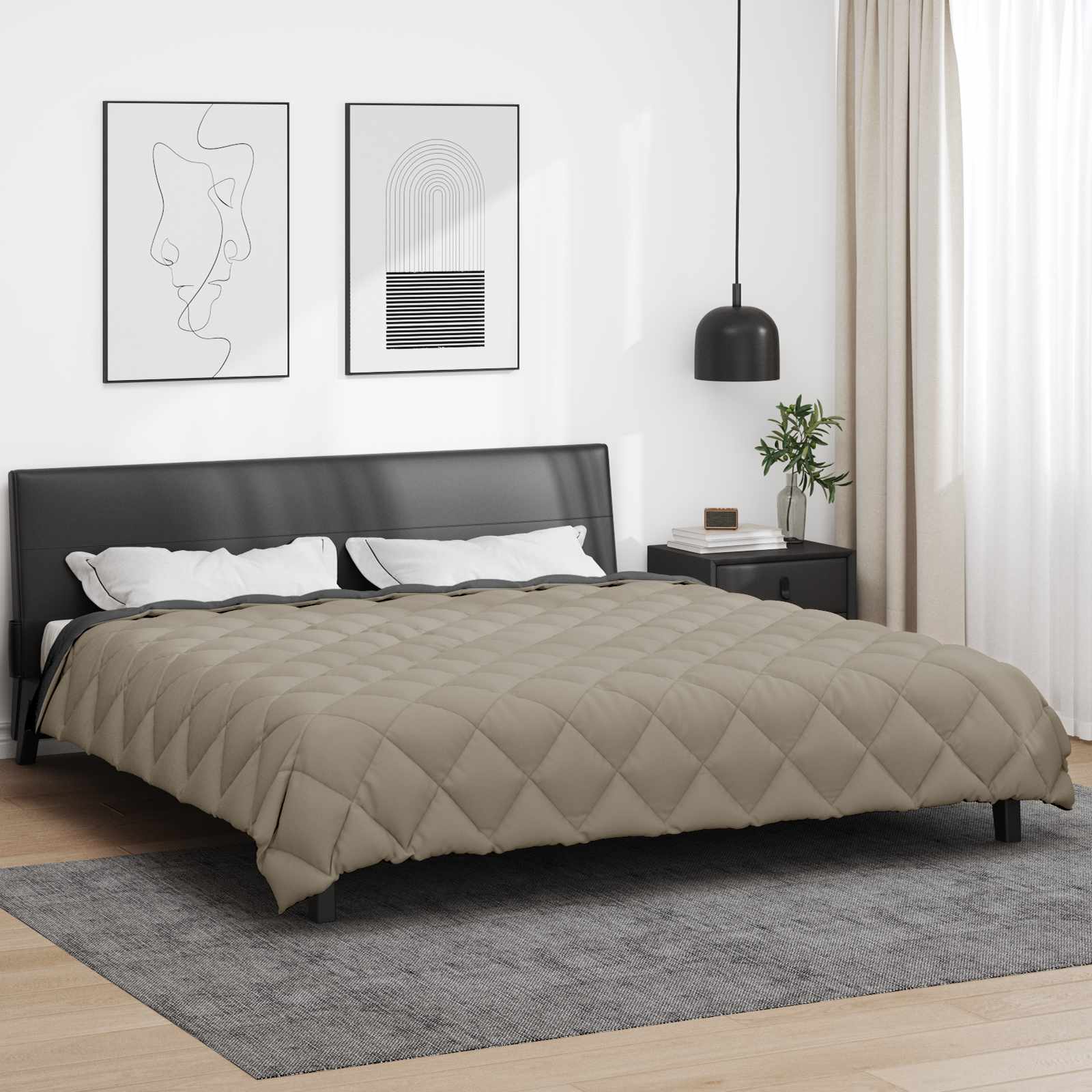 Piumone Invernale 220 x 240 cm 450 gsm Grigio chiaro e Antracite