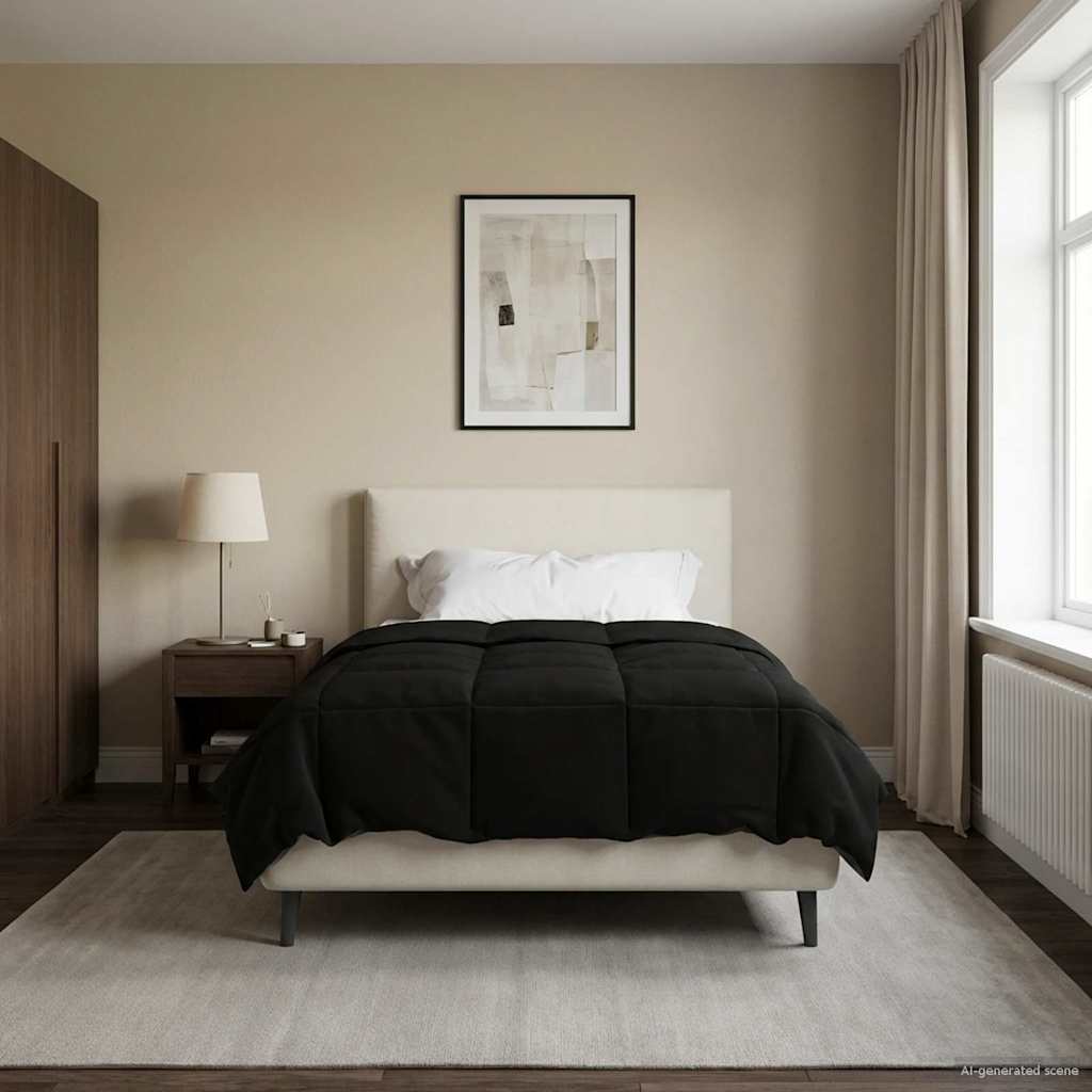 Piumone Invernale 135 x 200 cm Inverno Nero Traspirante