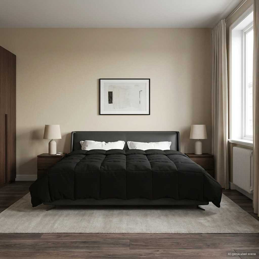 Piumone Invernale 200 x 200 cm Inverno Nero Traspirante