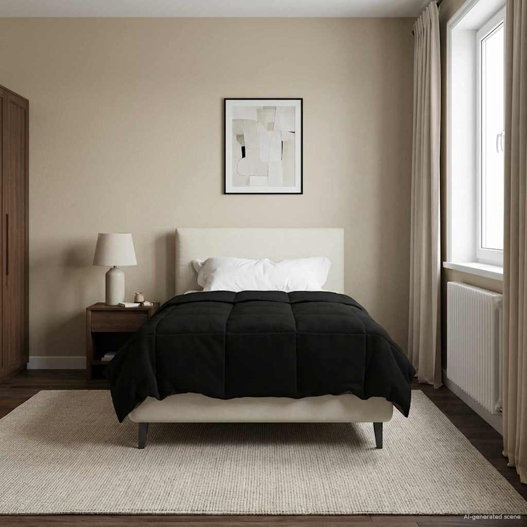 Piumone Invernale 135 x 220 cm Inverno Nero Traspirante