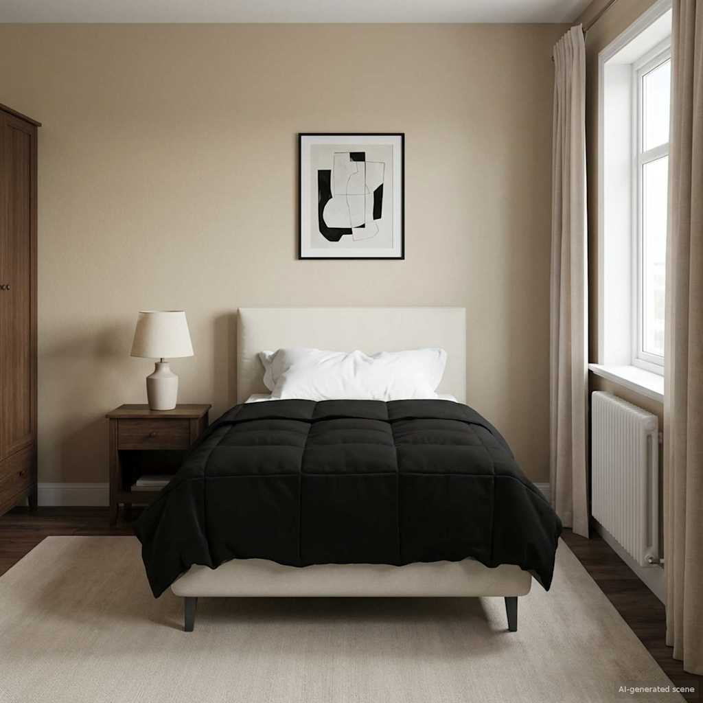 Piumone Invernale 140 x 220 cm Inverno Nero Traspirante