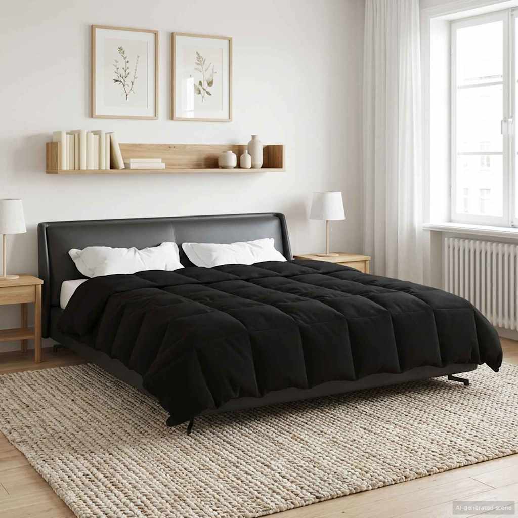 Piumone Invernale 200 x 220 cm Inverno Nero Traspirante