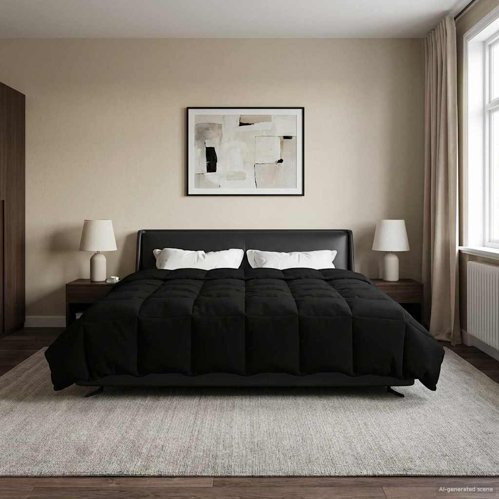 Piumone Invernale 200 x 220 cm Inverno Nero Traspirante