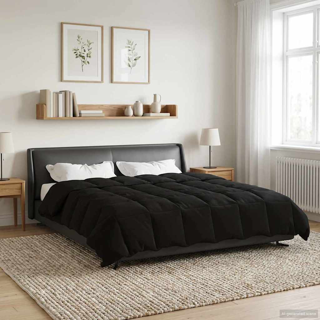 Piumone Invernale 220 x 240 cm Inverno Nero Traspirante