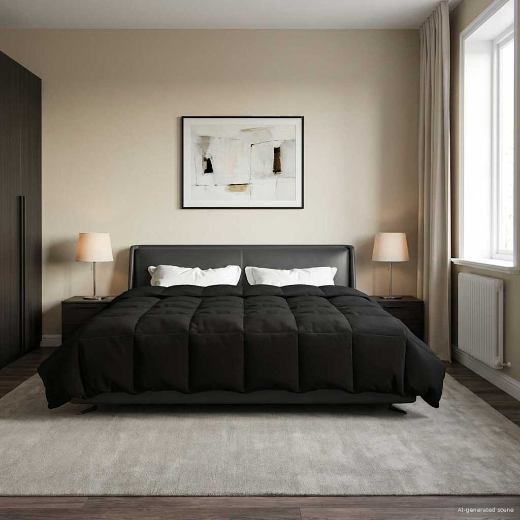 Piumone Invernale 220 x 240 cm Inverno Nero Traspirante